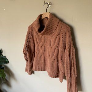 Mauve Cowl Neck Crop Sweater